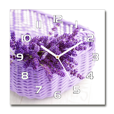 Reloj cuadrado Lavanda en una cesta