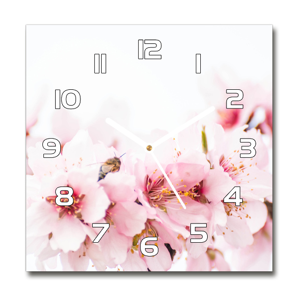 Reloj de pared cuadrado flores de cerezo
