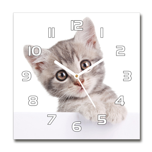 Reloj de pared cuadrado gato gris
