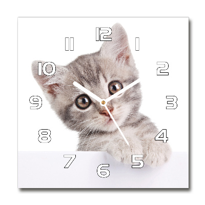 Reloj de pared cuadrado gato gris
