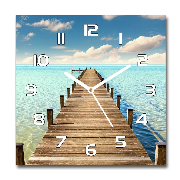 Reloj de pared cuadrado Muelle de madera