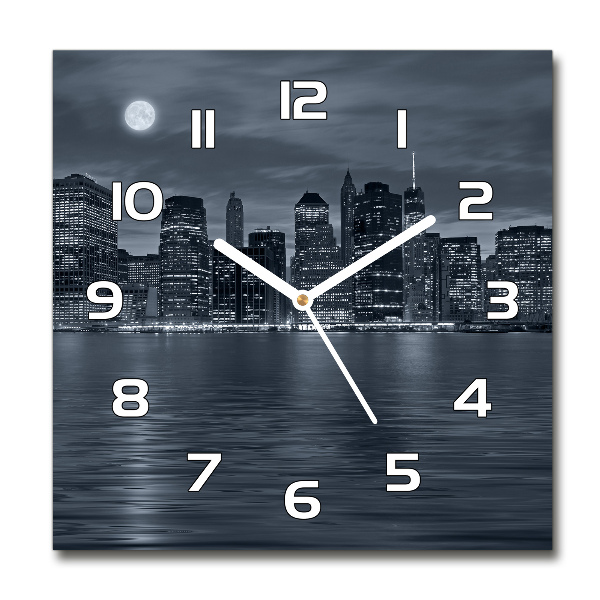 Reloj de pared cuadrado Nueva York de noche