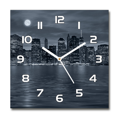 Reloj de pared cuadrado Nueva York de noche