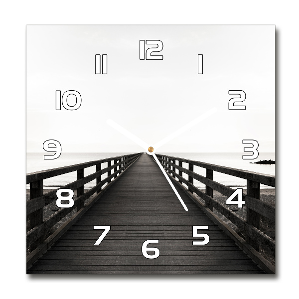 Reloj de pared cuadrado Muelle de madera