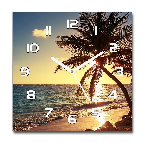 Reloj de pared cuadrado Playa tropical