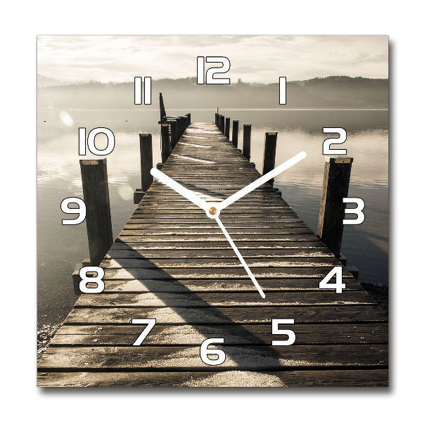 Reloj de pared cuadrado Muelle de madera