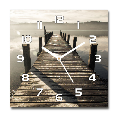 Reloj de pared cuadrado Muelle de madera