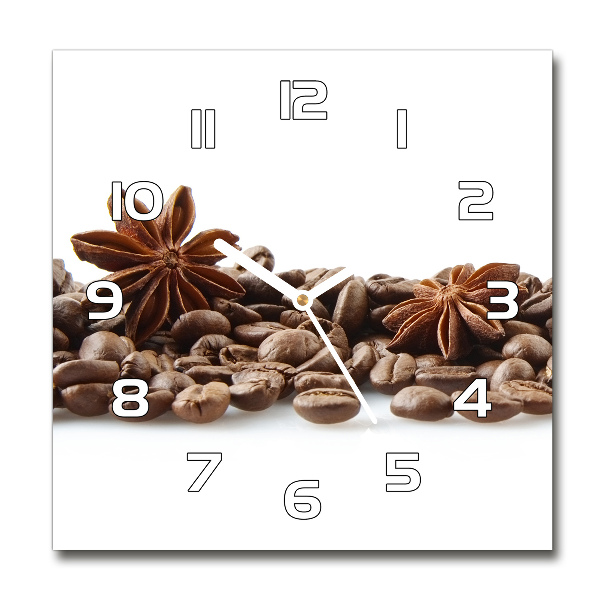 Reloj de pared cuadrado Granos de café con canela