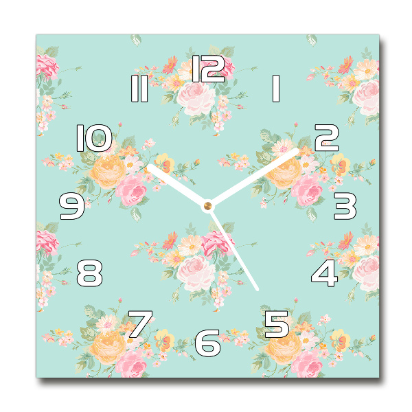 Reloj de pared cuadrado Patrón floral