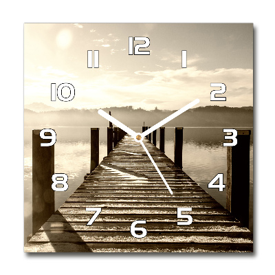 Reloj de pared cuadrado Muelle de madera