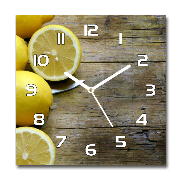 Reloj de pared cuadrado Limones en madera
