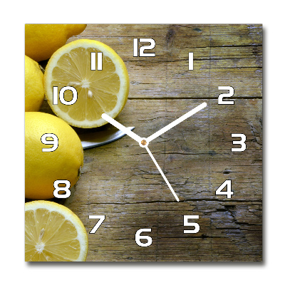 Reloj de pared cuadrado Limones en madera