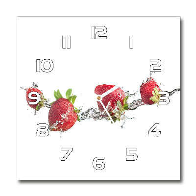 Reloj de pared cuadrado Fresas y agua
