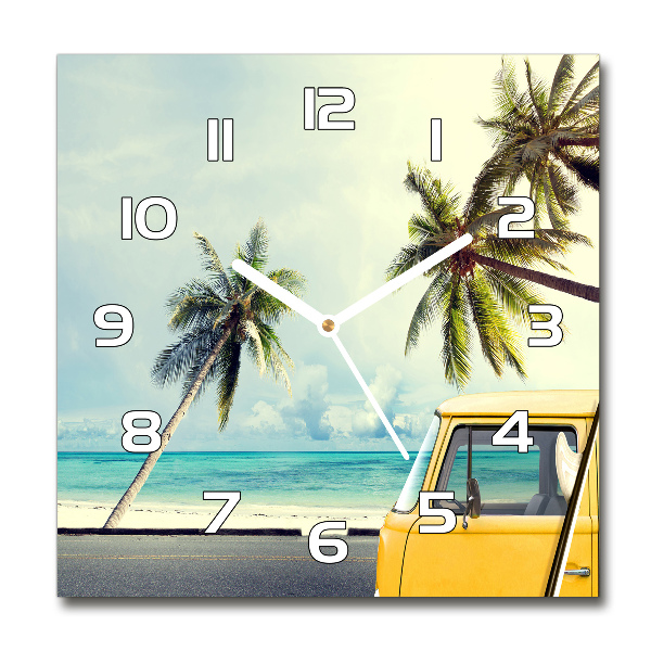 Reloj de pared cuadrado Playa de furgonetas
