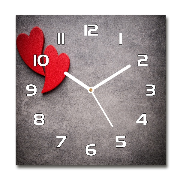 Reloj de pared cuadrado Corazones rojos