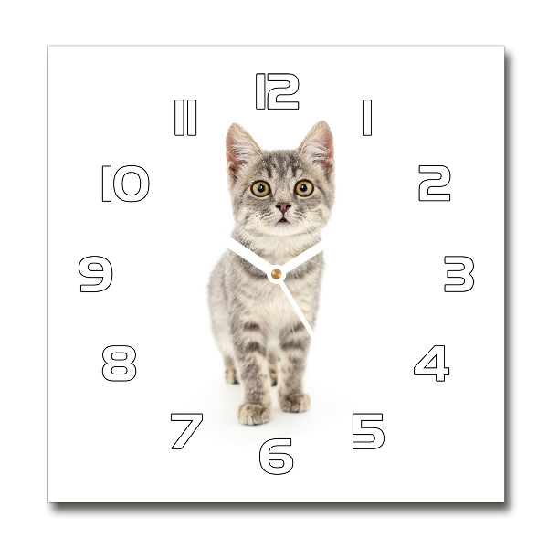 Reloj de pared cuadrado gato gris