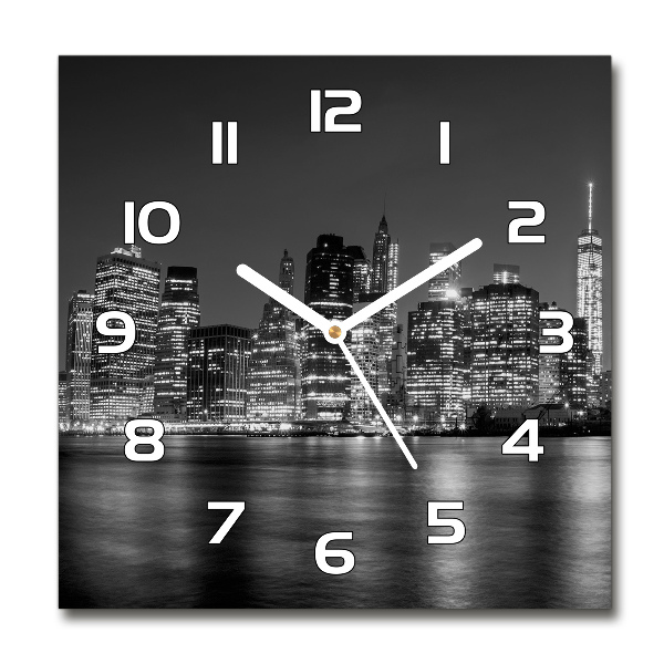 Reloj de pared cuadrado Manhattan de noche