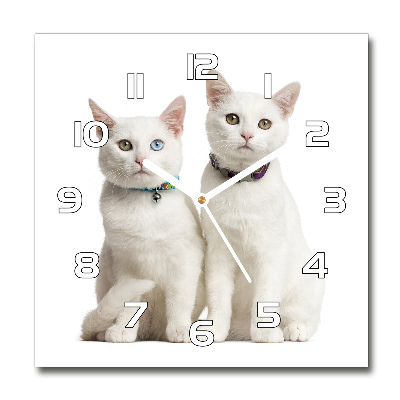 Reloj de pared cuadrado gatos blancos
