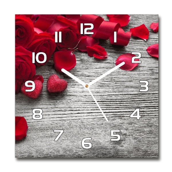Reloj cuadrado rosas rojas