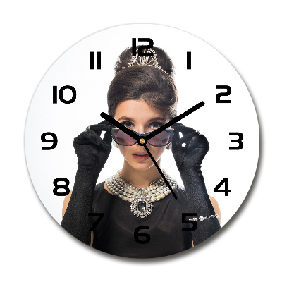 Reloj redondo pared Mujer con gafas