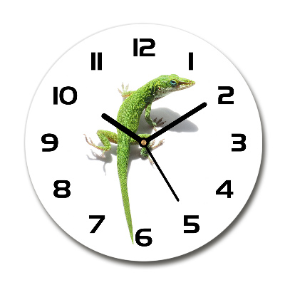 Reloj de pared redondo lagarto verde