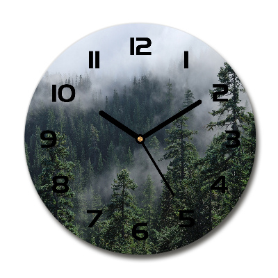 Reloj de cristal redondo Niebla del bosque