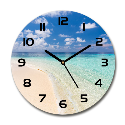 Reloj de cristal redondo Playa en las Maldivas