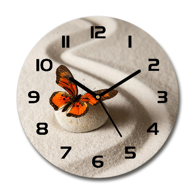 Reloj de pared redondo Piedra zen y mariposa