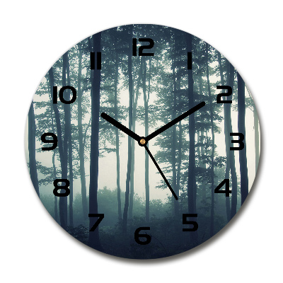 Reloj de cristal redondo Niebla en el bosque