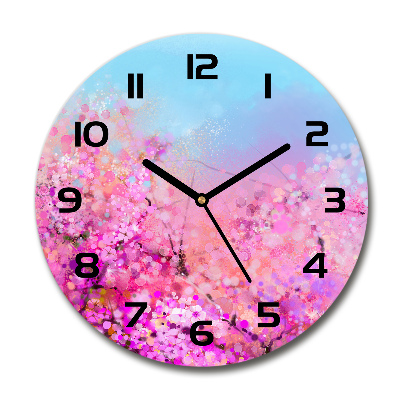 Reloj de cristal redondo flores de cerezo