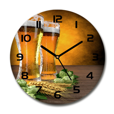Reloj de pared redondo Dos vasos de cerveza