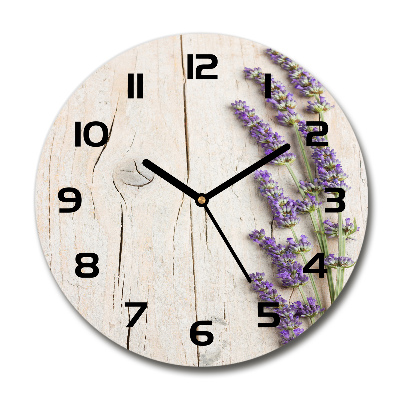 Reloj de pared redondo Lavanda sobre madera
