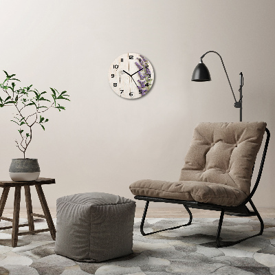 Zegar szklany okrągły Lawenda na drewnie