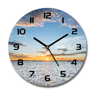 Reloj de pared redondo Crepúsculo junto al mar