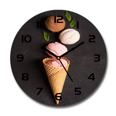Reloj de cristal redondo Helado en cono de waffle