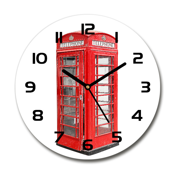 Zegar szklany na ścianę Budka telefoniczna
