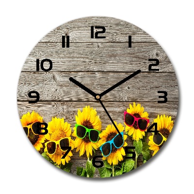 Reloj de cristal redondo Girasoles