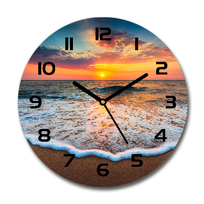 Reloj de cristal redondo Puesta de sol sobre el mar