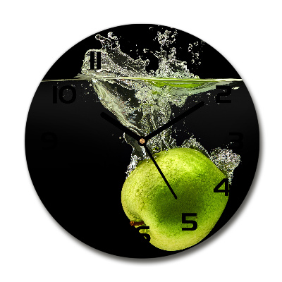 Reloj de cristal redondo manzanas verdes