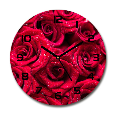 Reloj de pared redondo Gotas sobre rosas