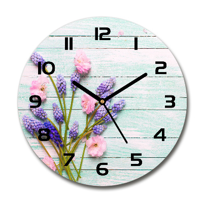 Reloj de pared redondo Lavanda sobre madera