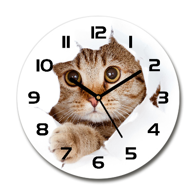 Reloj de cristal redondo Gato