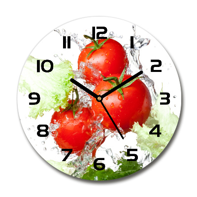 Reloj de cristal redondo Tomates y lechuga