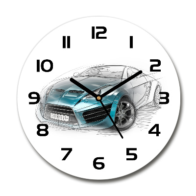 Reloj de cristal redondo Boceto de un coche