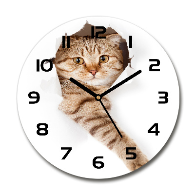 Reloj de cristal redondo Gato