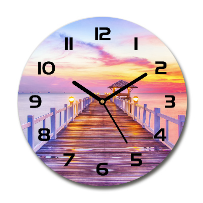 Reloj de pared redondo Muelle de madera