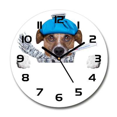 Reloj redondo pared perro enfermo