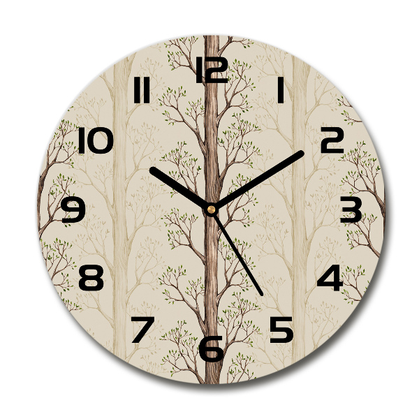 Zegar ścienny szklany okrągły Drzewa