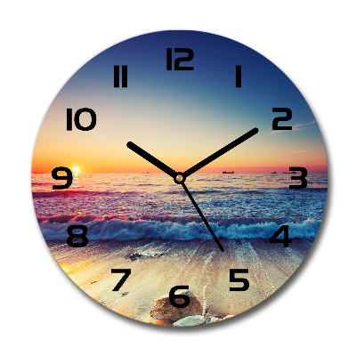 Reloj de cristal redondo Amanecer en el mar