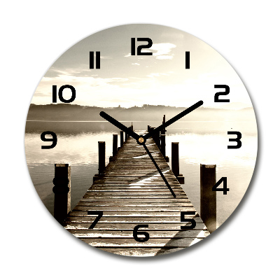 Reloj redondo pared Muelle de madera